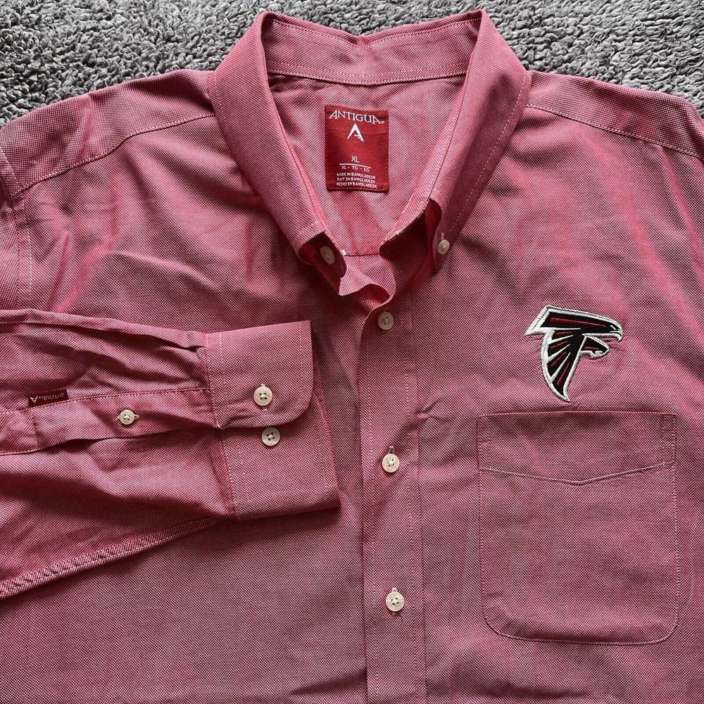 Antigua Atlanta Falcons Red Long Sleeve Button Down Shirt Mens XL